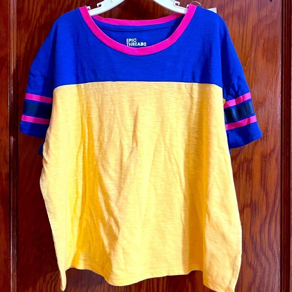 Epic Threads Girls Color Block Sunset Gold Top Sz L